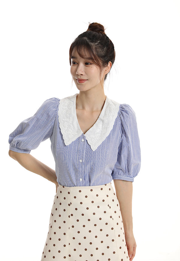 Tyra Cotton Shirt with Lace Collar