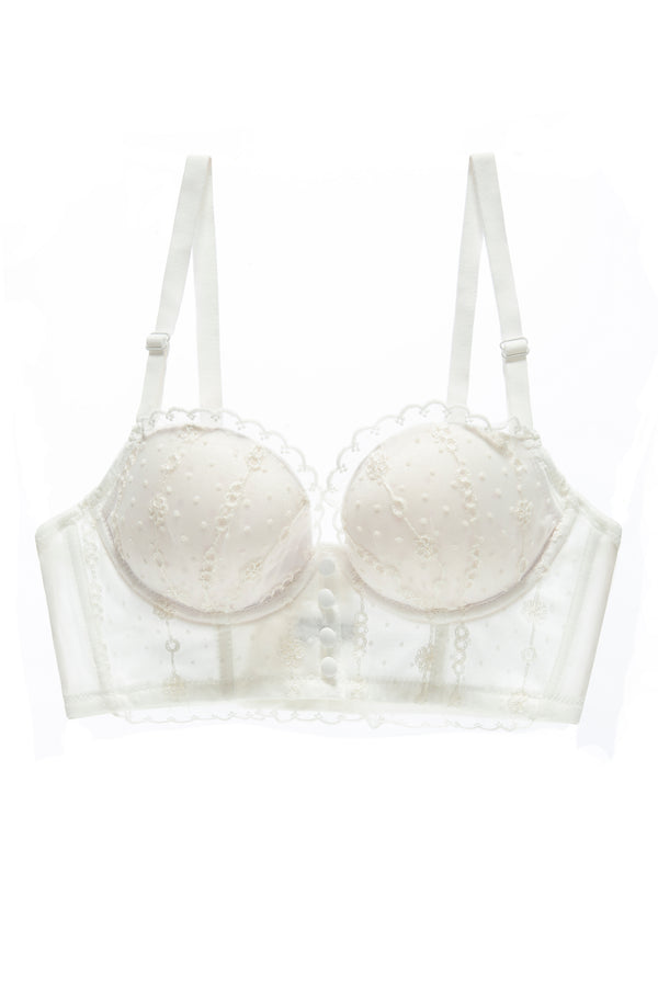 Gemma Cotton Lace Long Line Push Up Strapless Bra