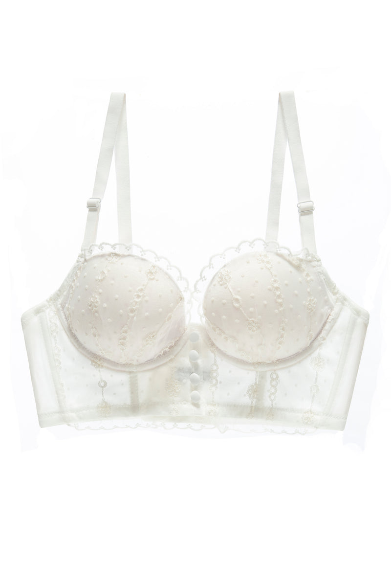 Gemma Cotton Lace Long Line Push Up Strapless Bra