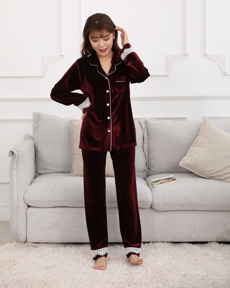 cozy soft lace velvet pyjamas pants