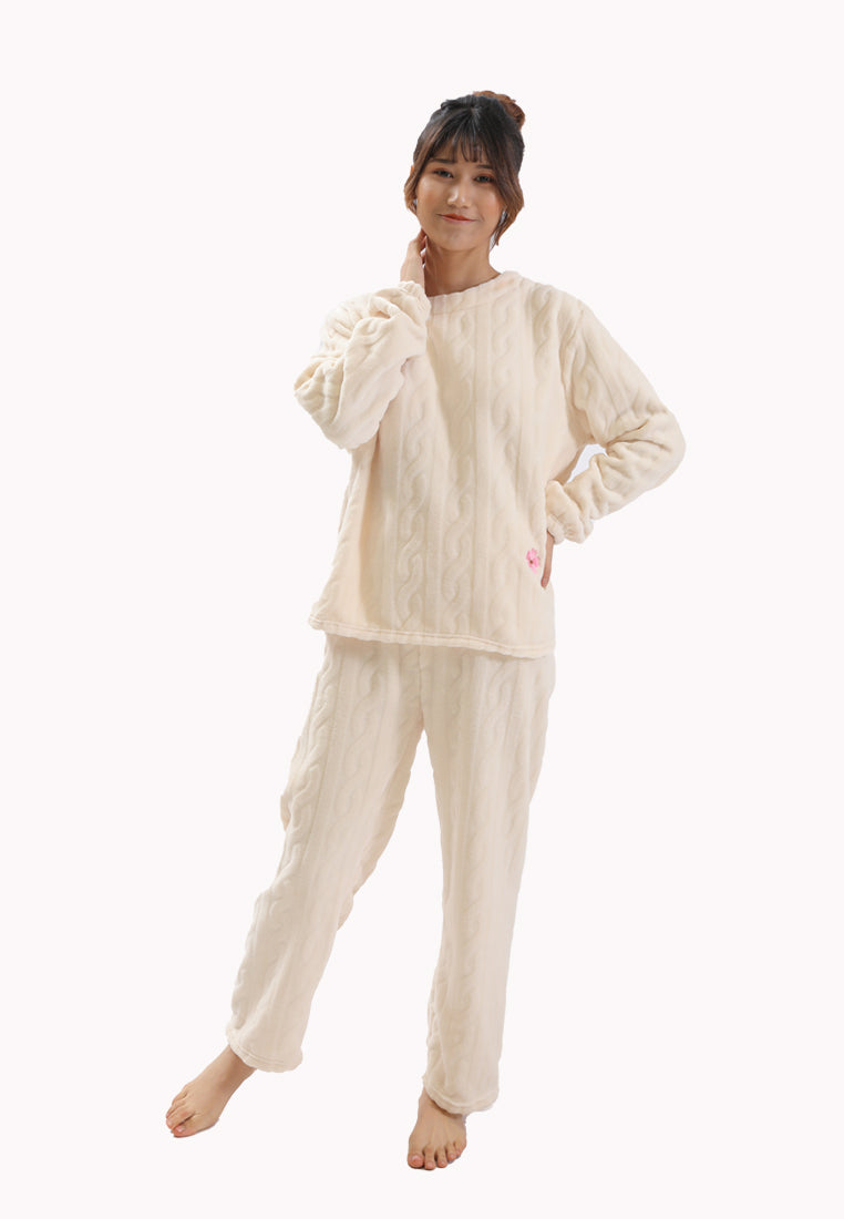 Cherrie Soft Cable Fleece Pajama Set