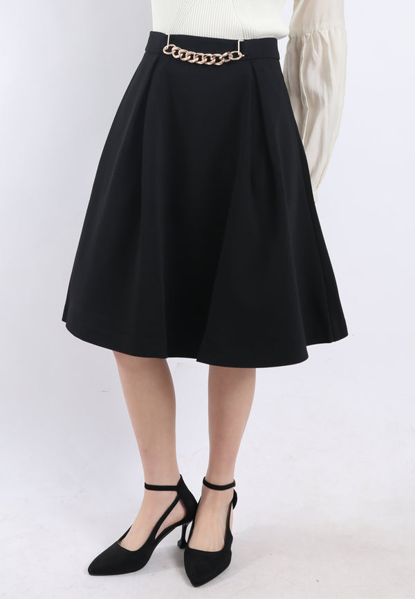 Valencia Pleated Front Midi Skirt